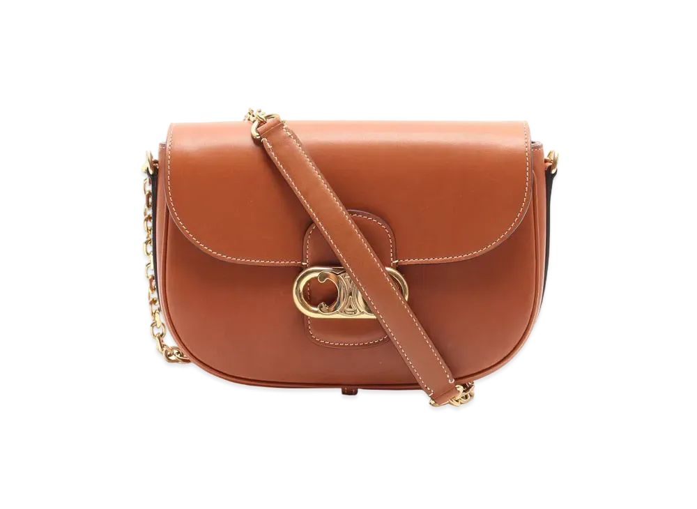 CELINE Chain Triomphe Shoulder Bag "Brown"