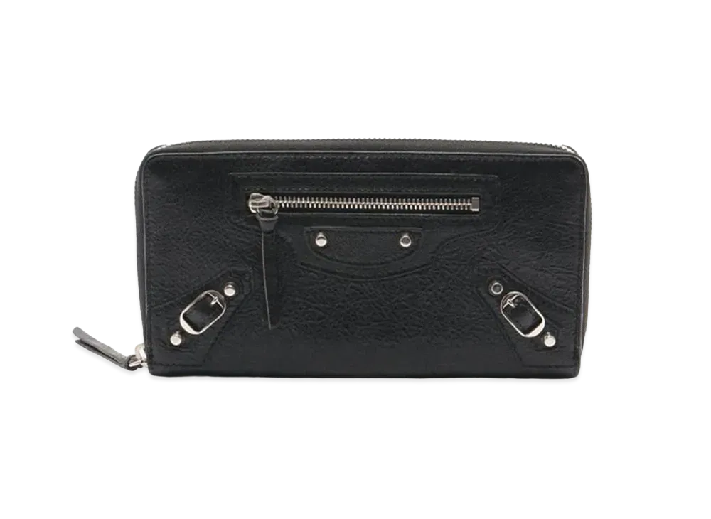 BALENCIAGA Classic Continental Round Fastener Wallet "Black"