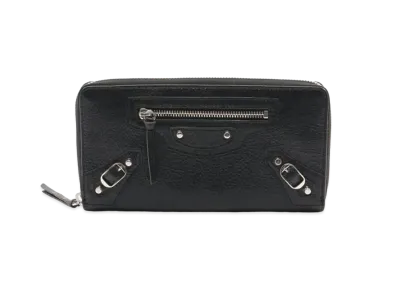 BALENCIAGA Classic Continental Round Fastener Wallet "Black"