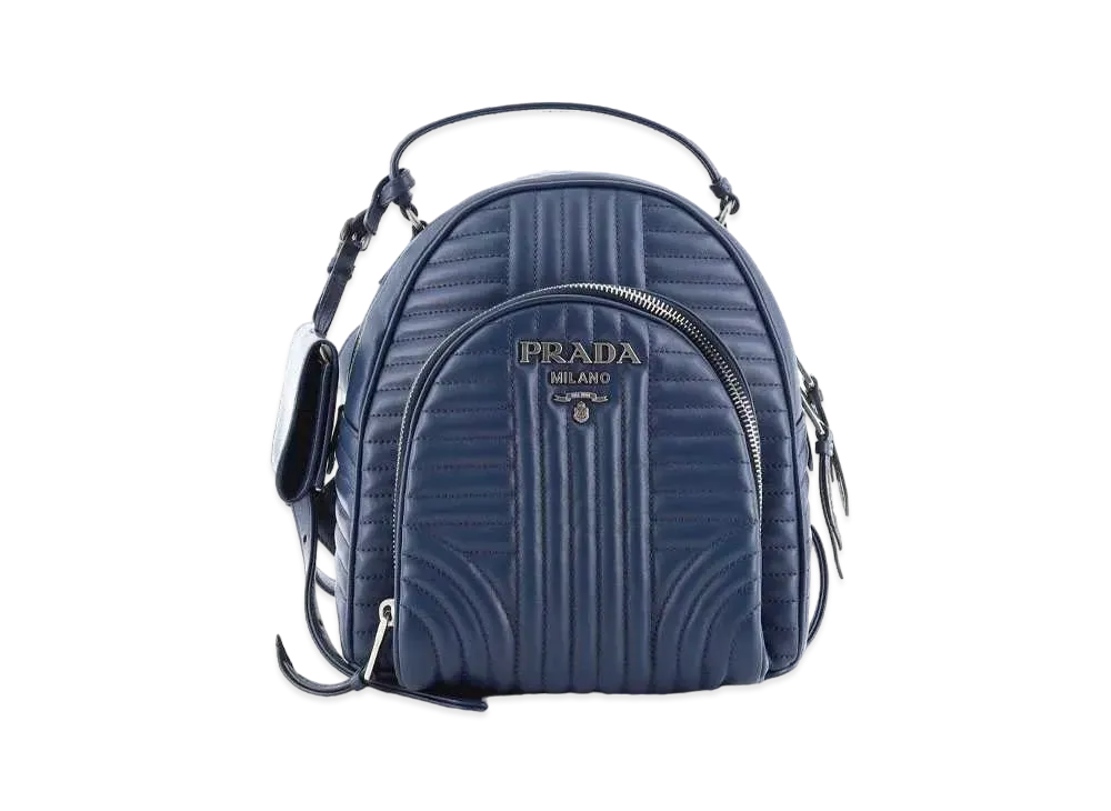PRADA Front Pocket Quilted Leather Backpack "Navy"