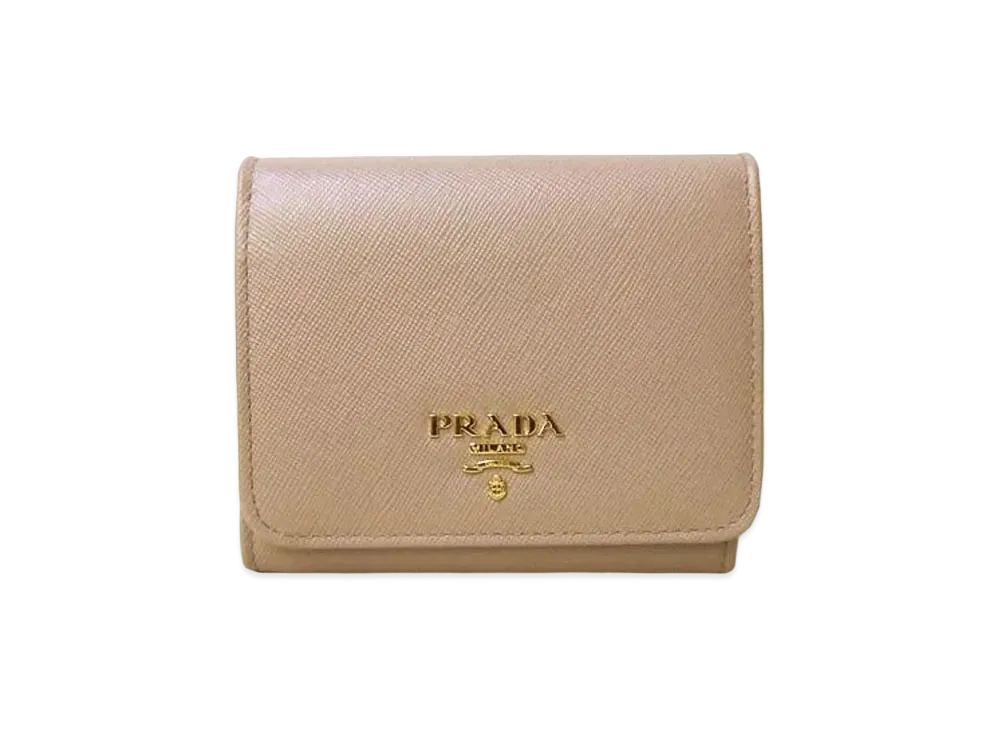 PRADA Saffiano Metal Wallet "Beige"