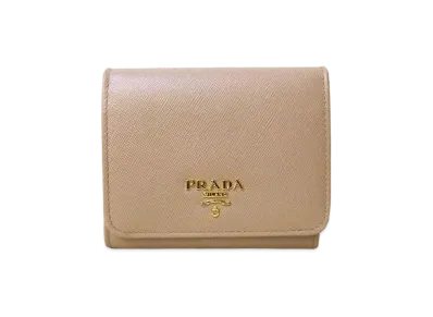 PRADA Saffiano Metal Wallet "Beige"