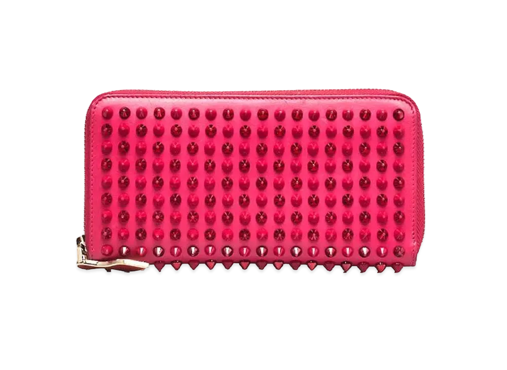 Christian Louboutin Panettone Spikes Zip-Around Wallet "Pink"