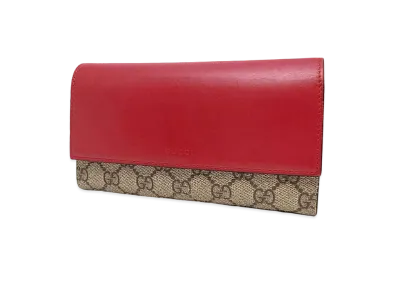 GUCCI GG Supreme Monogram Continental Wallet "Red"