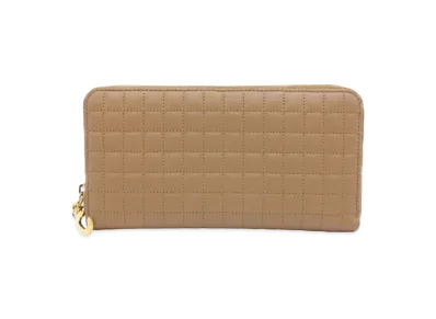 CELINE C Charm Quilted Calfskin Long Wallet "Beige"