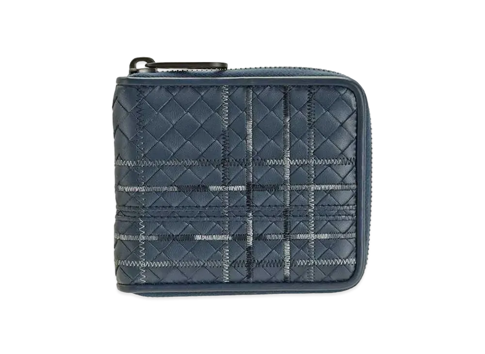 Bottega Veneta Intrecciato Leather Wallet "Navy"