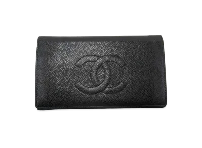 CHANEL Coco Caviar Skin Wallet "Black"
