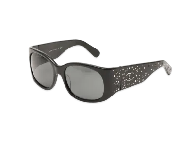 CHANEL Coco Mark Rhinestone Sunglasses "Black"