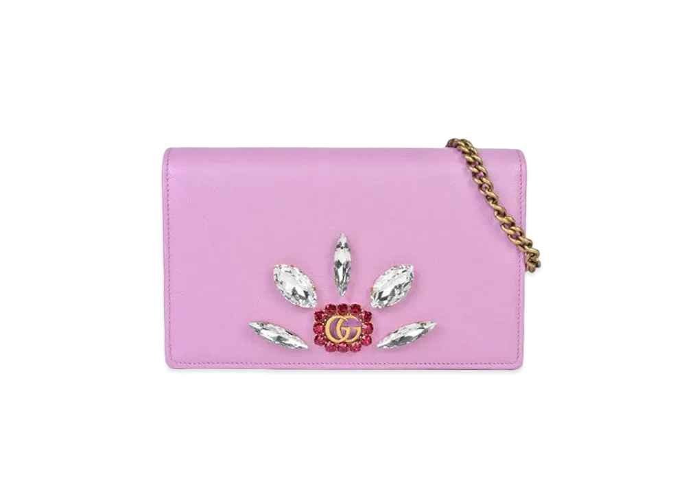 GUCCI GG Marmont Chain Wallet "Pink"