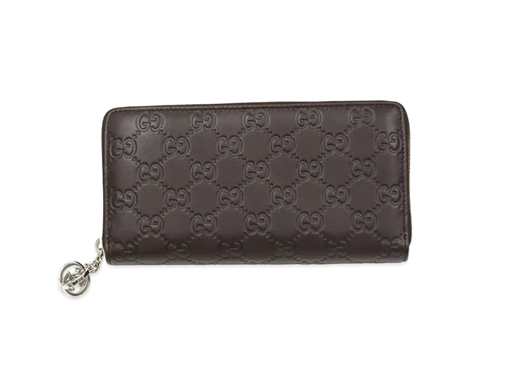 GUCCI Guccissima Interlocking G Charm Wallet "Brown"