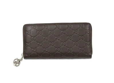 GUCCI Guccissima Interlocking G Charm Wallet "Brown"