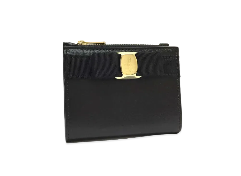 Salvatore Ferragamo Vala Ribbon Compact Wallet "Black"