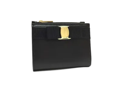 Salvatore Ferragamo Vala Ribbon Compact Wallet "Black"
