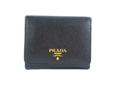 PRADA Saffiano Three Fold Wallet "Black"