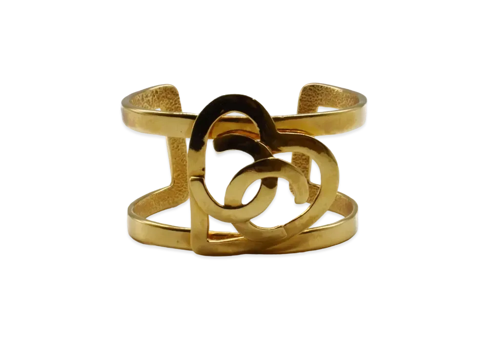 CHANEL Heart Cutout Coco Mark Bangle "Gold"