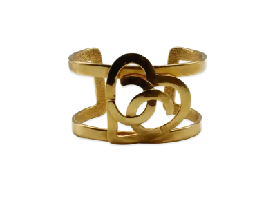 CHANEL Heart Cutout Coco Mark Bangle "Gold"