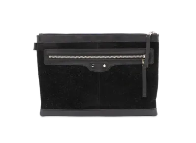 BALENCIAGA Classic Clip Suede Clutch "Black"