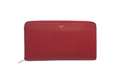 CELINE Large Zipped Leather Wallet "Red"