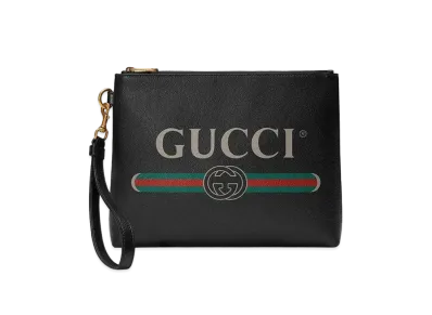 GUCCI Vintage Logo Print Clutch Bag "Black"
