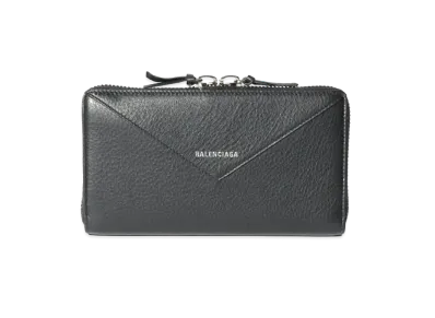 BALENCIAGA Papier Zip Around Continental Wallet "Black"