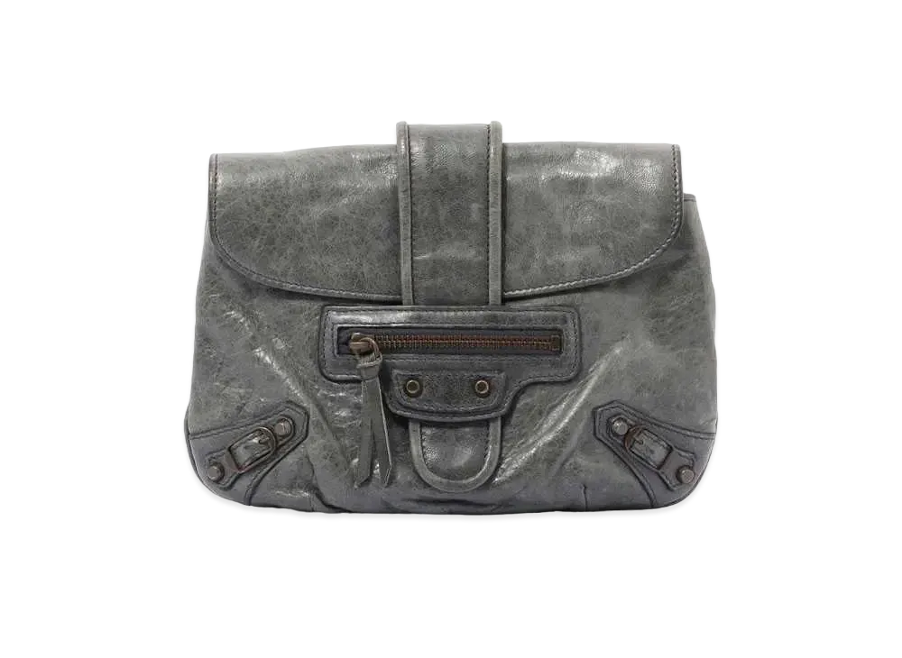 BALENCIAGA Leather Pouch "Gray"