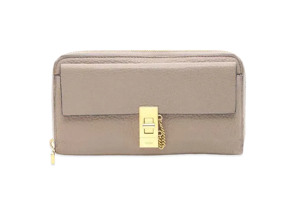 Chloe Drew Round Fastener Wallet "Beige"