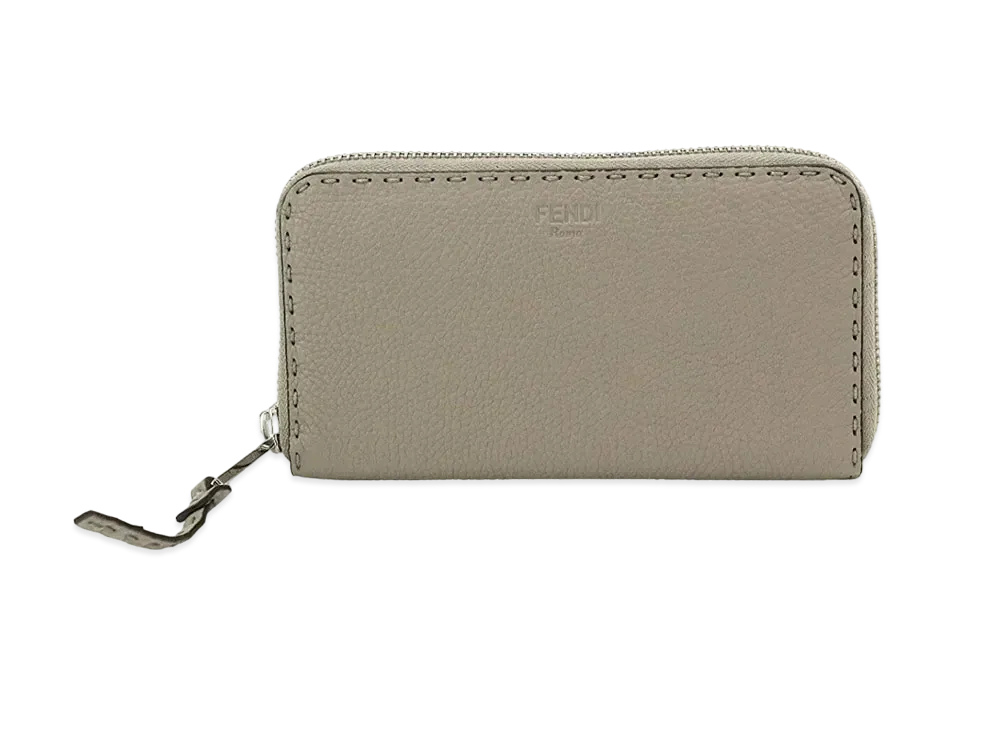 FENDI Selleria Round Fastener Wallet "Beige"