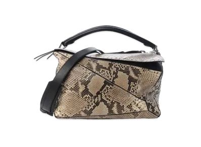 LOEWE Python Large Puzzle Bag "Black"