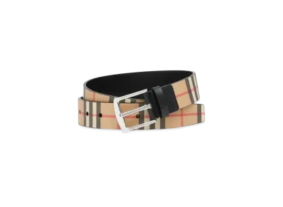 Burberry Vintage Check E Canvas & Leather Belt