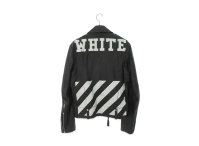 OFF-WHITE Leather Double Riders Jacket "Black"
