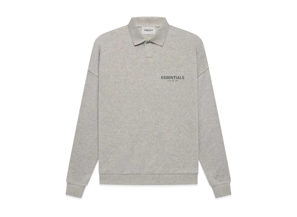 FEAR OF GOD ESSENTIALS LS POLO "Dark Heather Oatmeal"