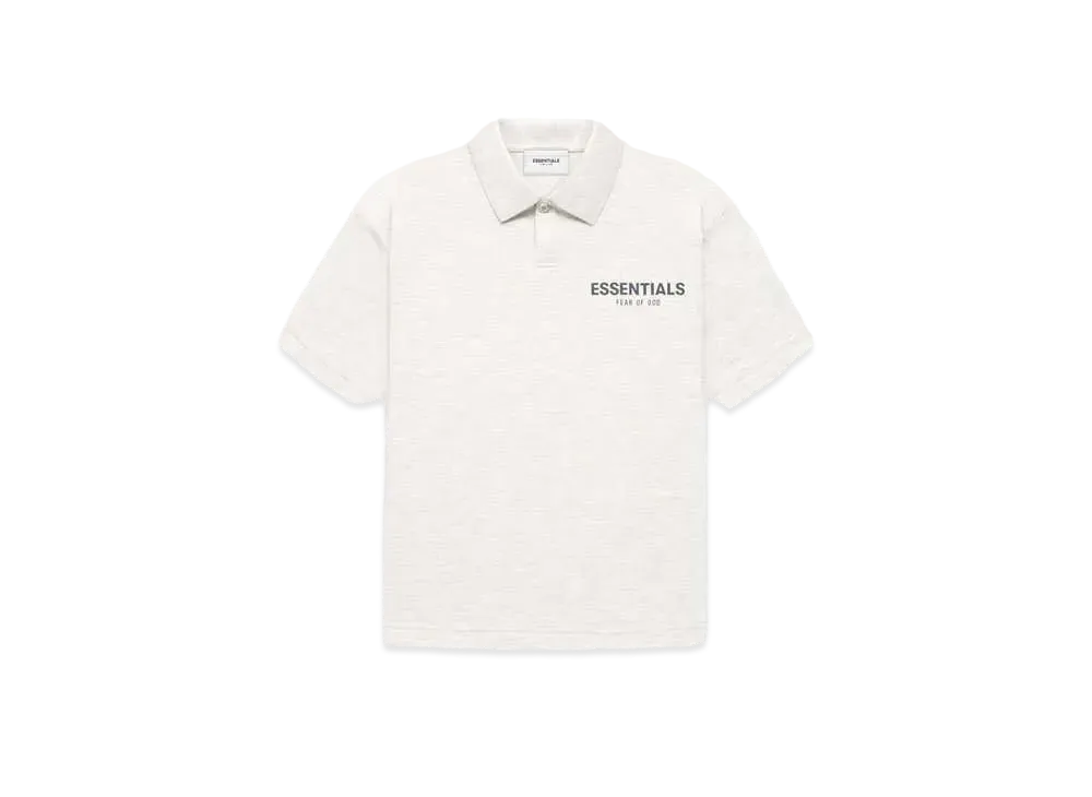 FEAR OF GOD ESSENTIALS KIDS SS POLO "Light Heather Oatmeal"