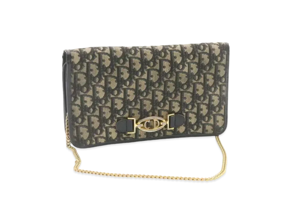 Dior Trotter Canvas Shoulder Bag "Navy"