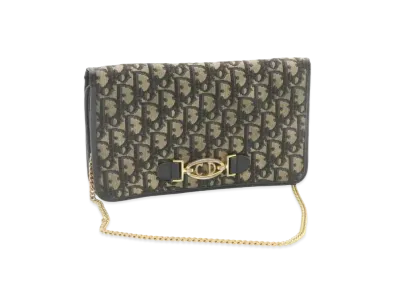 Dior Trotter Canvas Shoulder Bag "Navy"