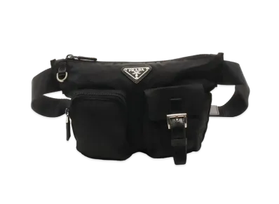 PRADA Nylon 2 Pocket Shoulder Bag "Black"