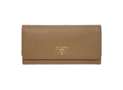 PRADA Saffiano Leather Wallet "Brown"