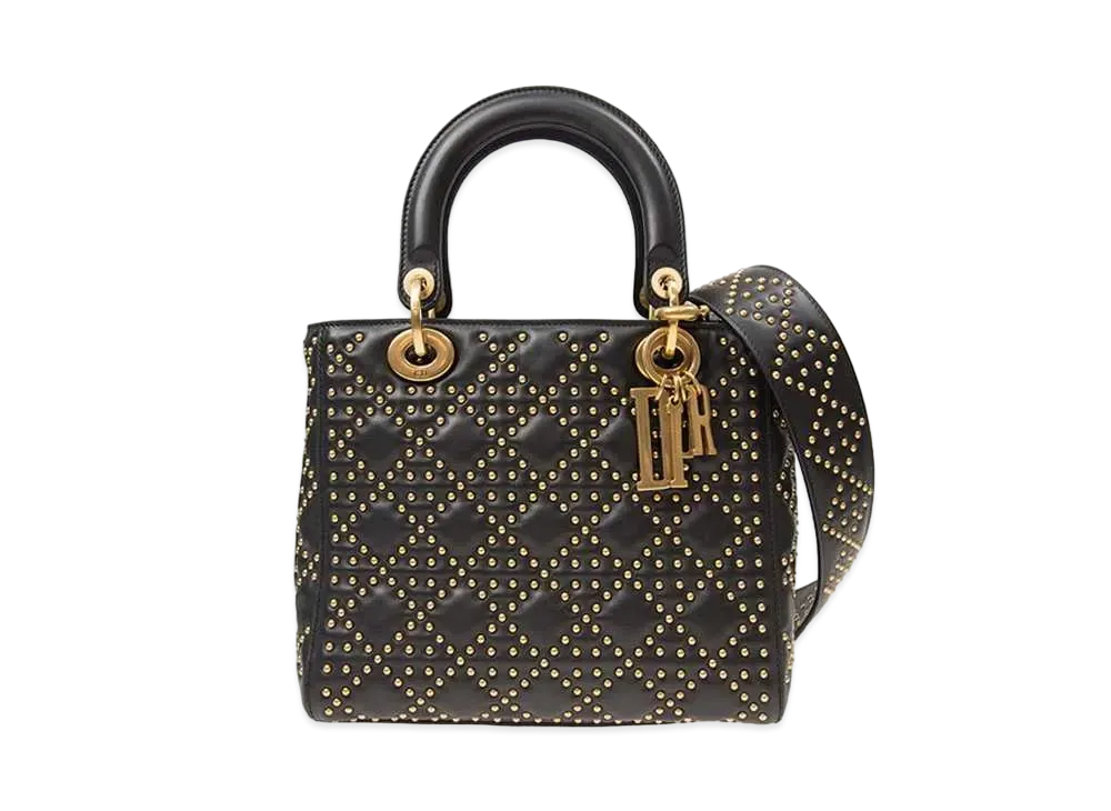 ディオール レディ ディオール カナージュ スタッズ ハンドバッグ "ブラック"