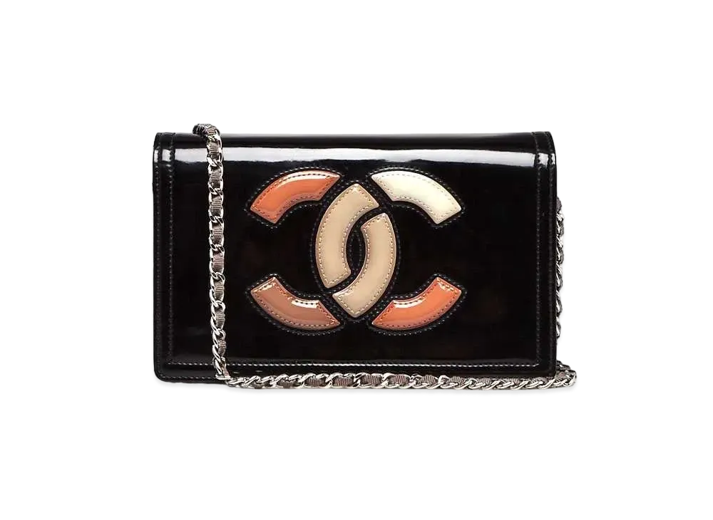 CHANEL Patent Vinyl Lipstick Shoulder Bag "Black"