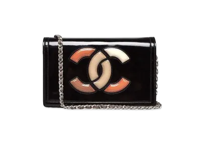 CHANEL Patent Vinyl Lipstick Shoulder Bag "Black"