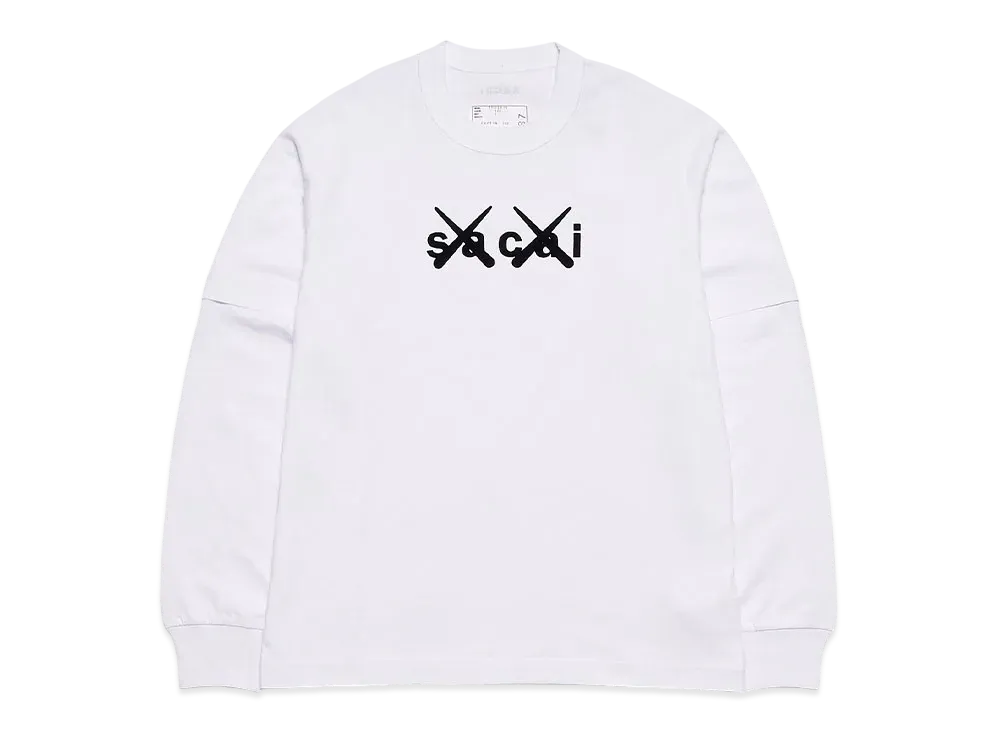 sacai KAWS Flock Print Long Sleeve T-shirt "White"
