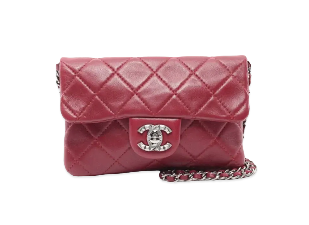 CHANEL Matrasse Lambskin Chain Shoulder Bag "Bordeaux"