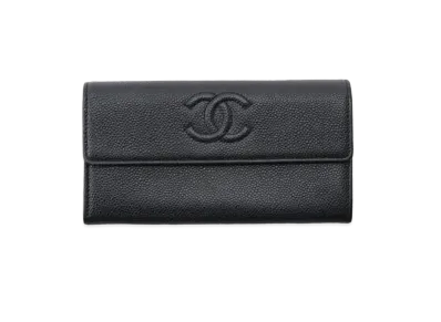 CHANEL Coco Mark Caviar Skin Wallet "Black"