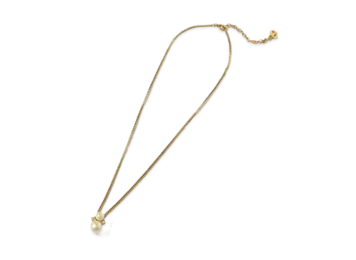 Dior Vintage Fake Pearl Rhinestone Necklace "Gold"