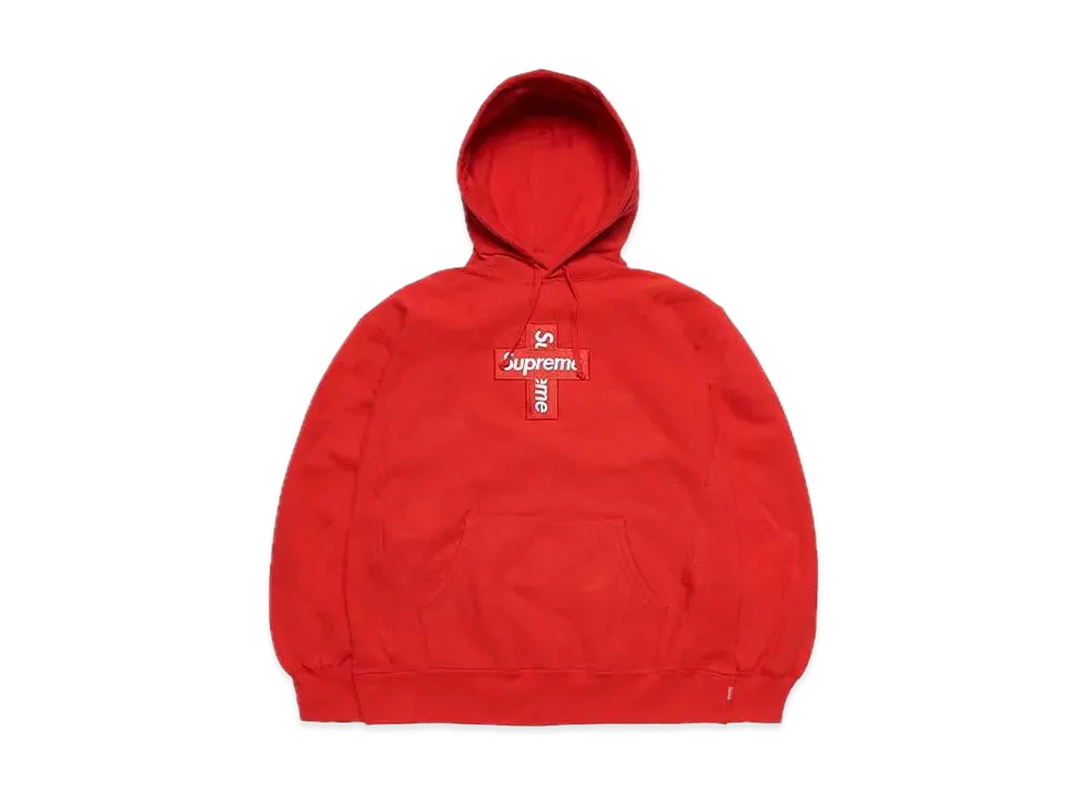 Supreme Cross Box Logo Hooded Sweatshirt "Red"