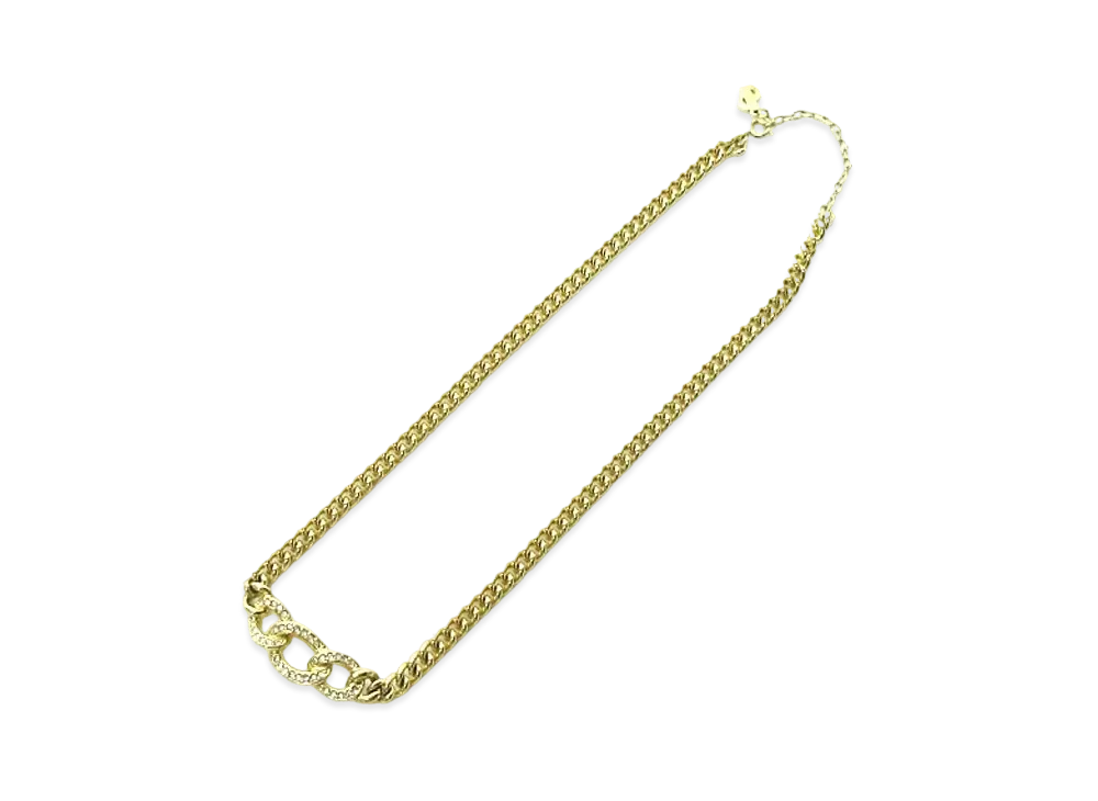 ディオール ラインストーン チェーン ネックレス "ゴールド"