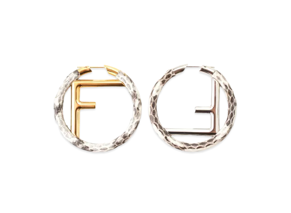 FENDI Python Hoop Earrings "Silver/Gold"