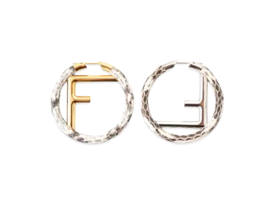 FENDI Python Hoop Earrings "Silver/Gold"