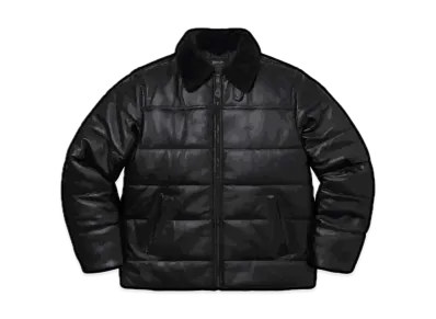 Supreme / Schott Shearling Collar Leather Puffy Jacket "Black"