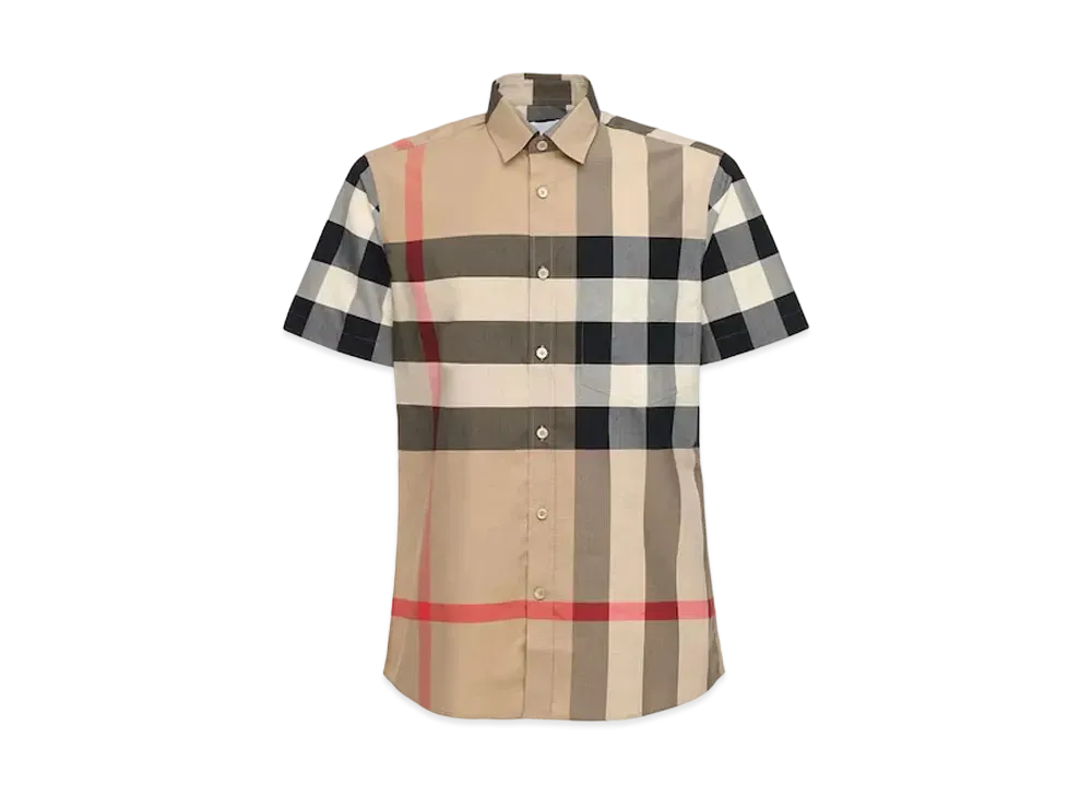 バーバリー ストレッチ コットン チェック シャツ 