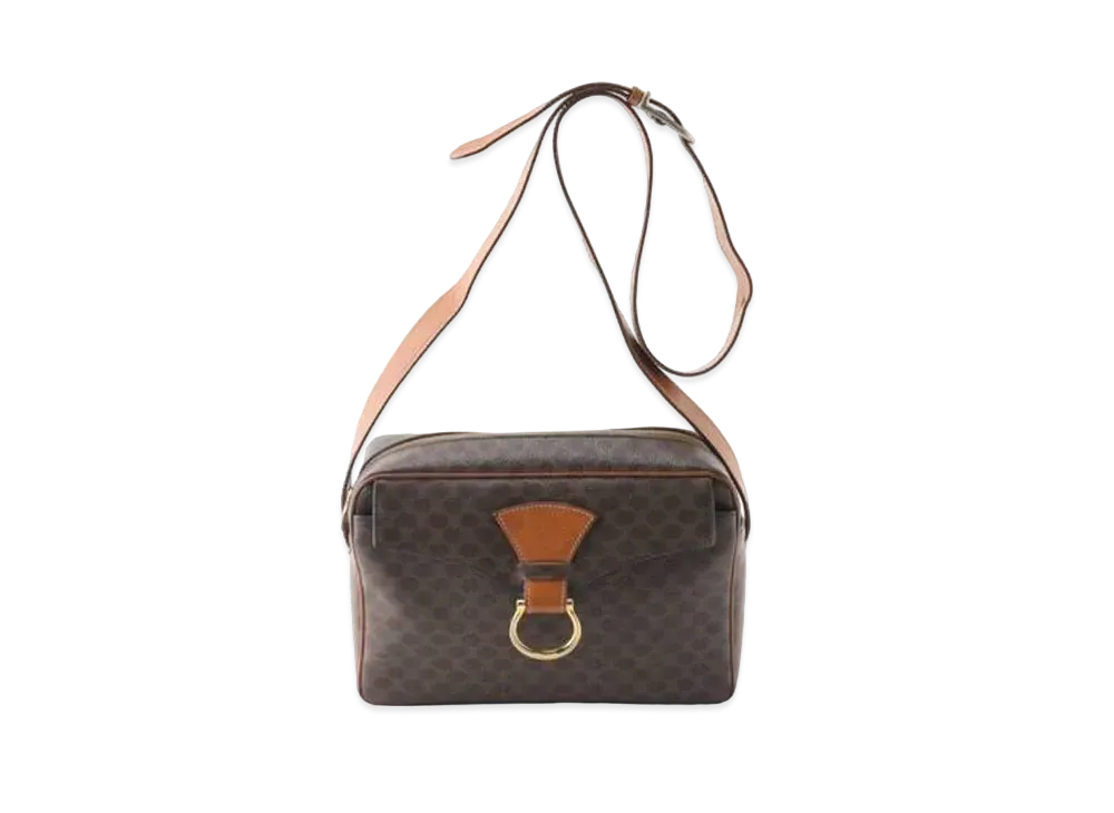 CELINE Vintage Macadam Shoulder Bag "Brown"